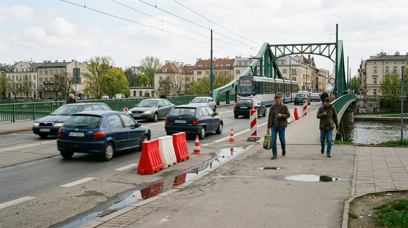 Most Grunwaldzki w Krakowie: czasowe zmiany w organizacji ruchu