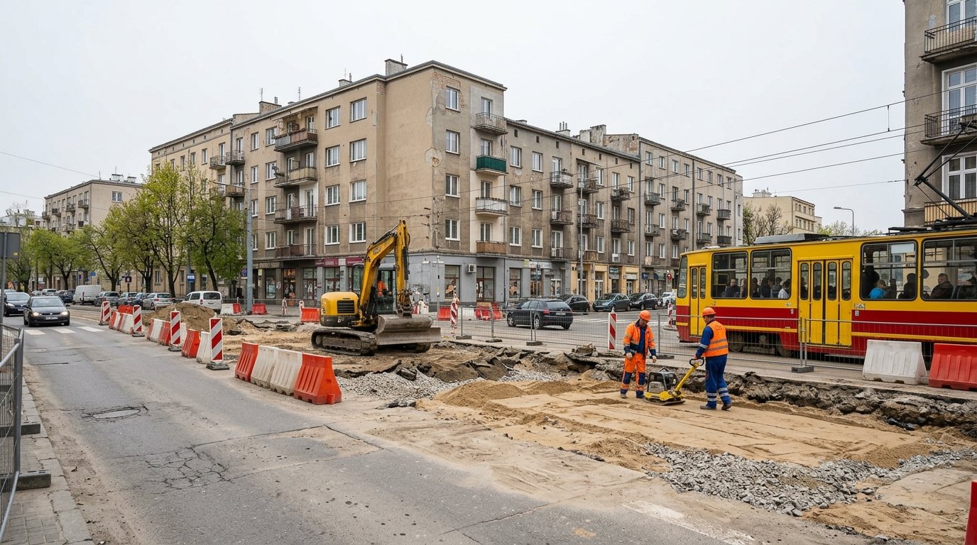 Postępy prac drogowych na Starym Mieście w Łodzi: ul. Drewnowska, Lutomierska i Zachodnia