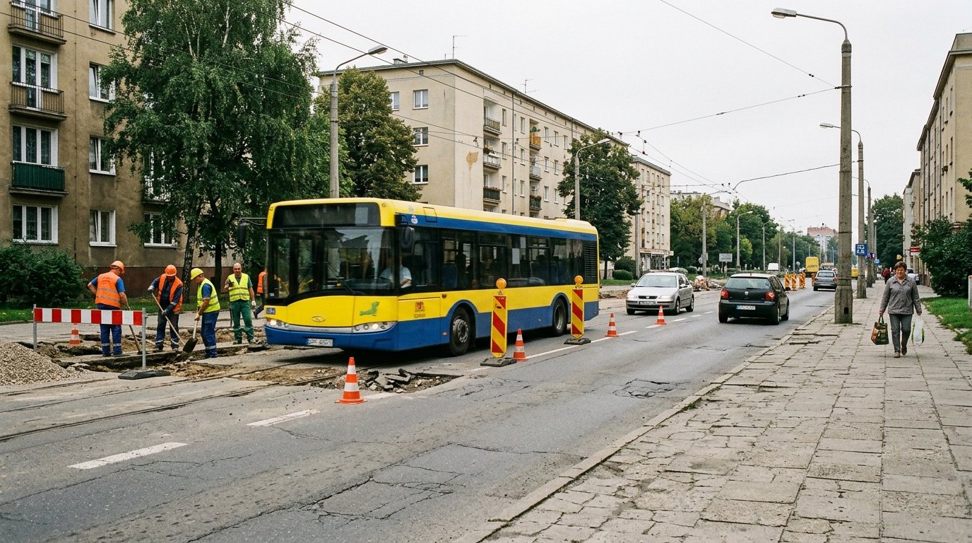 Utrudnienia w komunikacji miejskiej: prace drogowe na ul. Schuberta w Gdańsku